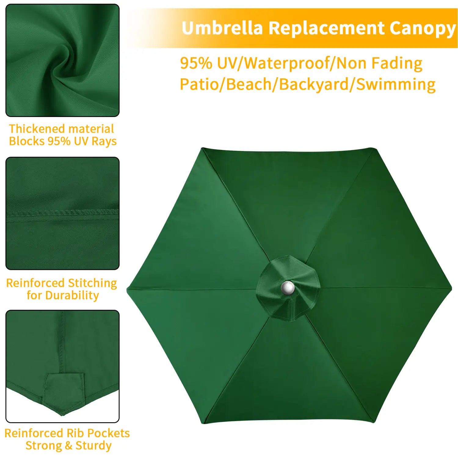 Replacement Parasol Canopy Universal Umbrella Replacement Cloth Garden Parasol Sunshade Cover for Garden Patio Yard