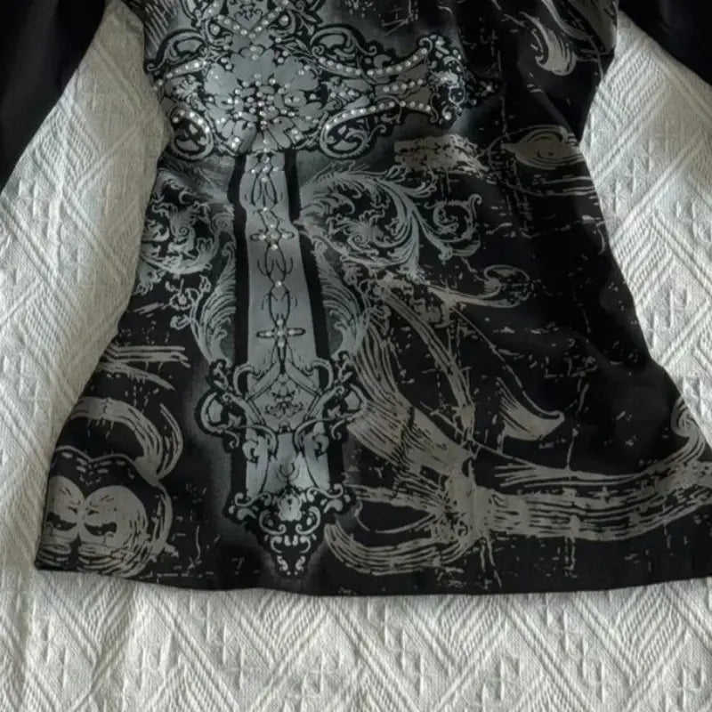 Retro Hip Hop Y2K T-Shirts Fashion Women Sexy Long Sleeve Gothic Vintage Punk Streetwear Tops Casual Slim Hot Girl