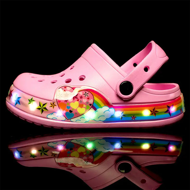 Beautiful Shoe’s Summer Baby Girls Led Light Sandals Cute Cartoon Children’s Casual Shoes Anti-slip Kids Beach Shoes