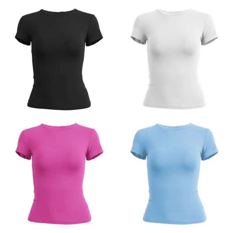 Woman Clothing Short Sleeve T-shirt Slim Fit Tops Female O-Neck Knitted Sheath Tee Shirt Street Wear Sex Sporty 2024
