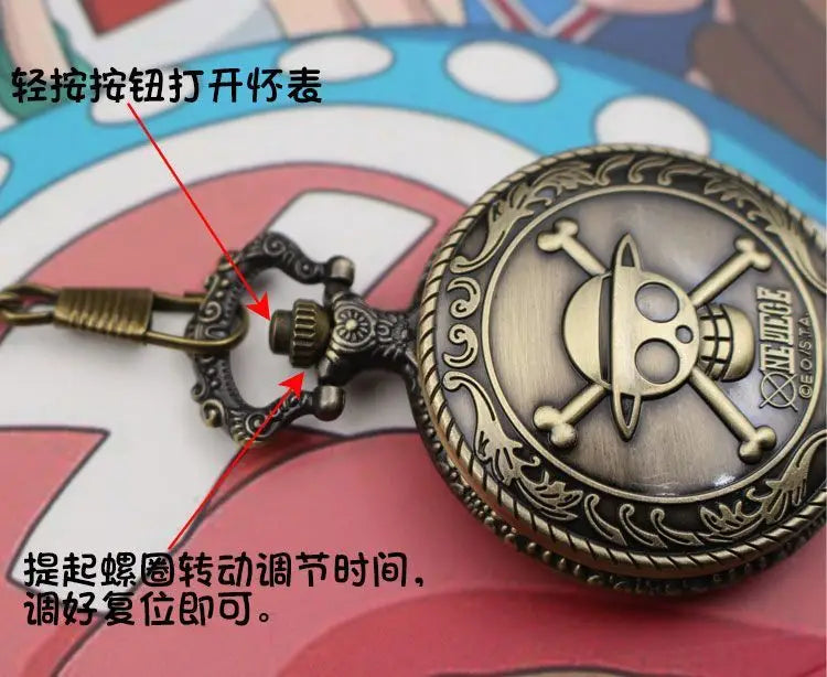 One Piece Monkey·D·Luffy Creative Personalized Retro Flip Pocket Watch Holiday Gift Anime Movie Cartoon Pocket Watch