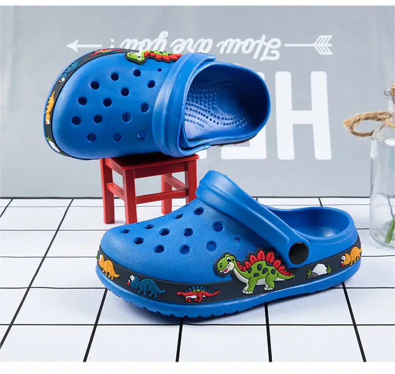 Beautiful Shoe’s Children Shoes Baby Boys Slippers Cartoon Excavator Print Clogs Summer Breathable Soft Indoor Sports