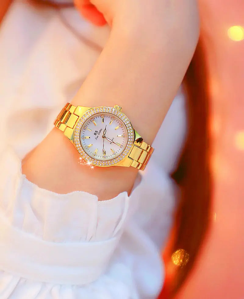 Montre Women Wrist Watches For Ladies Dress Gold Watch Crystal Diamond Women Watches Stainless Steel Silver Clock
