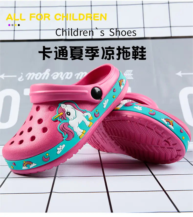 Beautiful Shoe’s Children Shoes Baby Boys Slippers Cartoon Excavator Print Clogs Summer Breathable Soft Indoor Sports