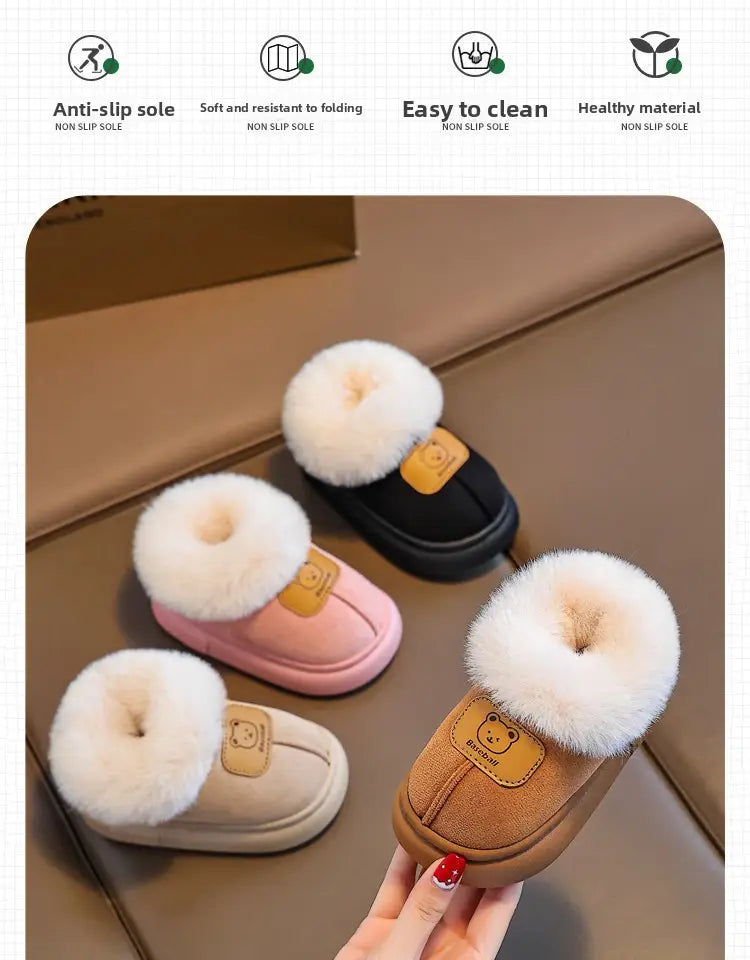 Beautiful Shoe’s Cute Cartoon Winter Boots For Children Boy’s Girl’s Plush Boots Thick Warm Velvet Faux Fur Snow Boot