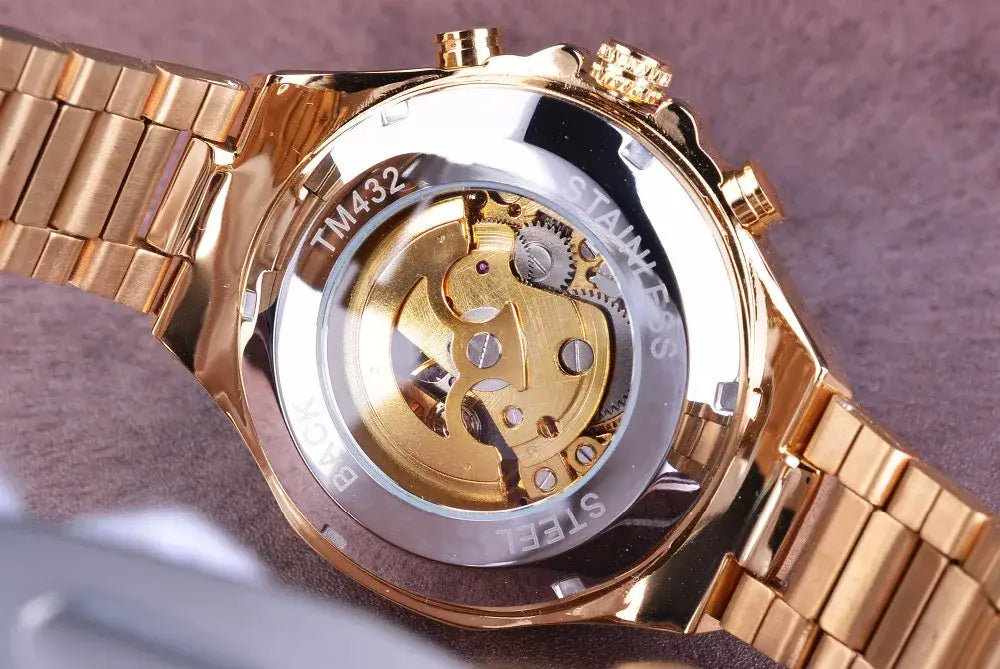 Montre Winner Mechanical Sport Design Bezel Golden Watch Mens Watches Top Brand Luxury Montre Homme Clock Men Automatic