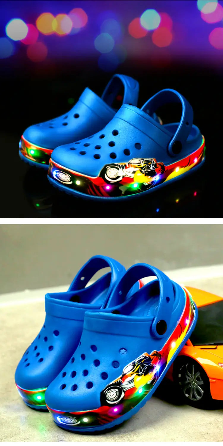 Beautiful Shoe’s Summer Baby Girls Led Light Sandals Cute Cartoon Children’s Casual Shoes Anti-slip Kids Beach Shoes