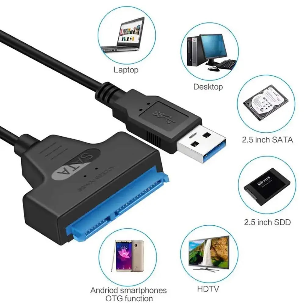USB 3.0 SATA Cable Adapter Up to 6 Gbps Extension Computer Cables Connectors Support 2.5 Inches External Ssd Hdd Hard