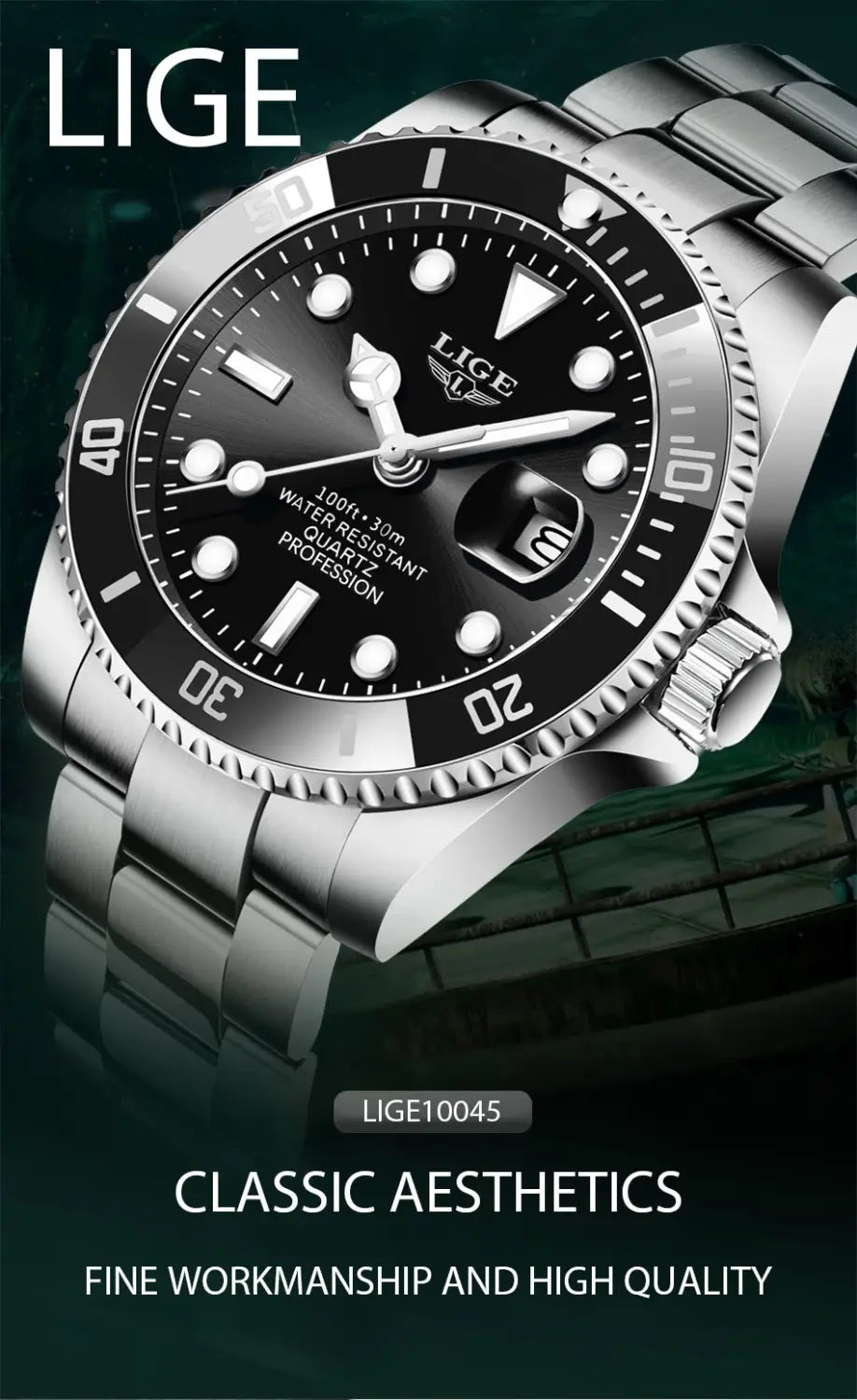 Montre LIGE Watch For Men Top Brand Luxury Fashion Men Watch Casual Business Waterproof Chronograph Quartz Wristwatches