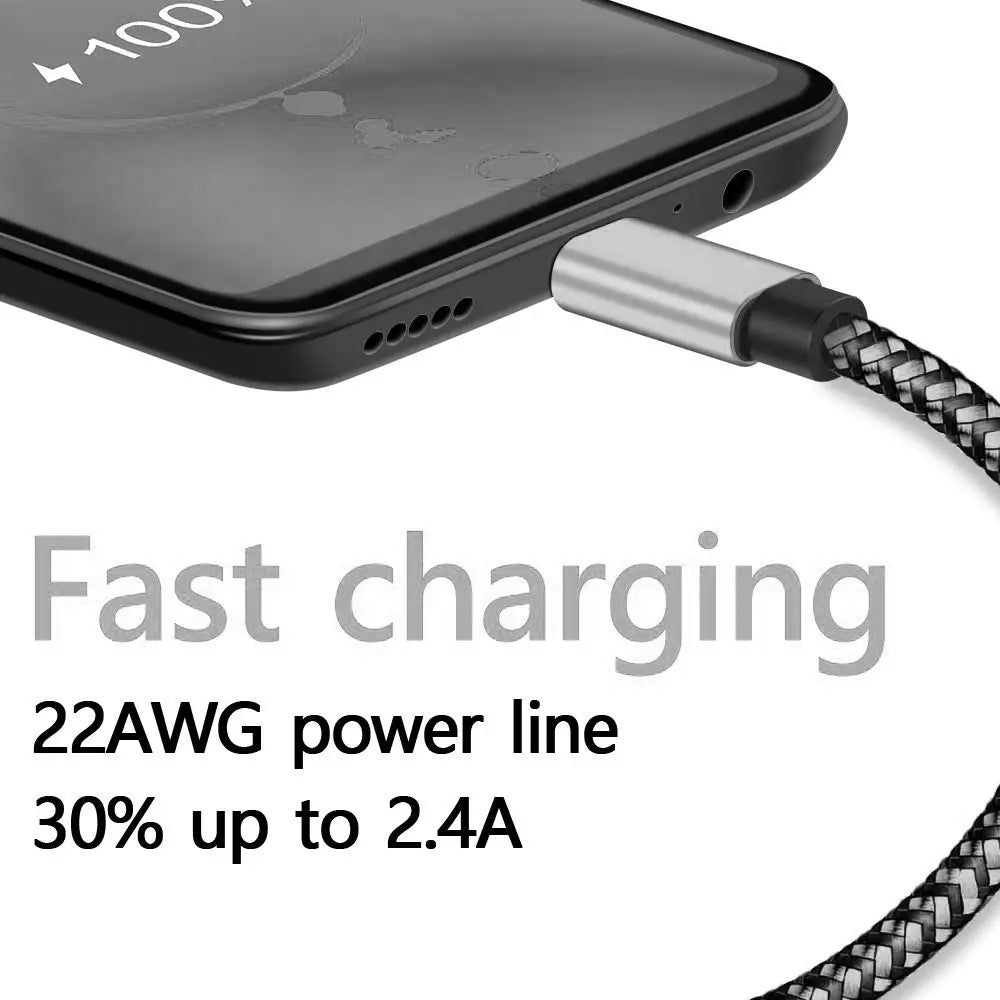 USB Type C Cable Date Sync 2.4A Fast 1M 2M 3M Charging Nylon Braided Wire Charger Cable For Samsung Huawei Android