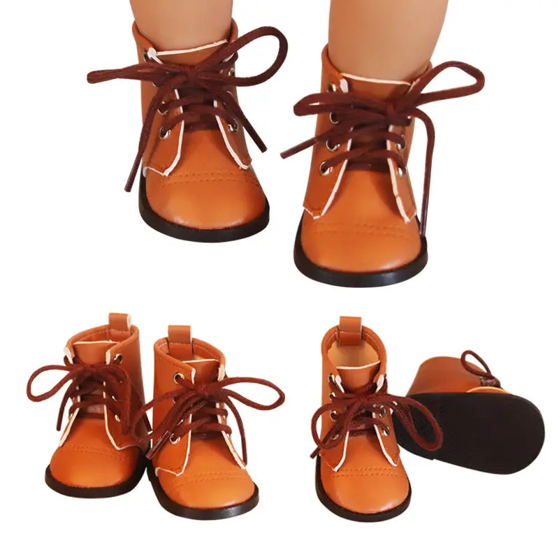 Beautiful Shoe’s 7 Cm Lace-up Leather Horse Riding Boots Fashion Doll Shoes For 18 inch American And 43Cm Baby New Born