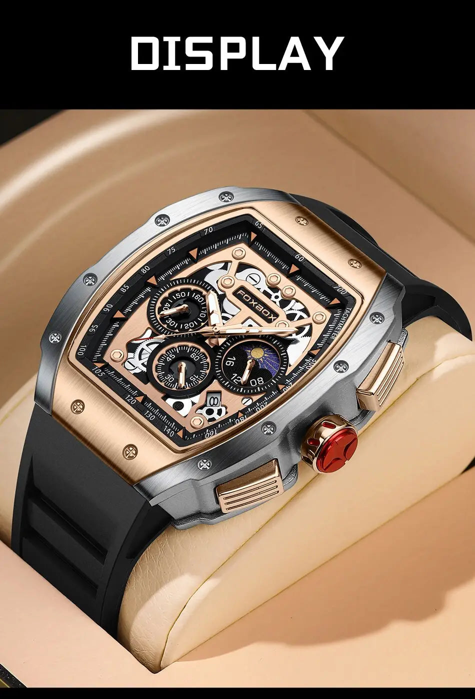 Montre Waterproof Luminous Quartz Sport Watch with Comfortable Silicone Band