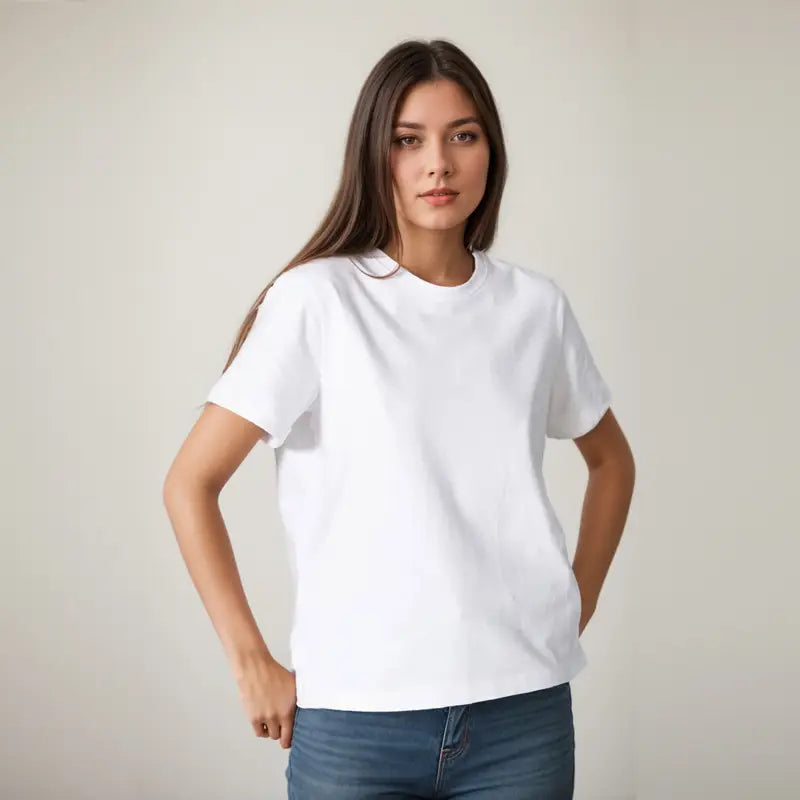 Cotton Short Sleeve Tops 220 Grams Heavy T-shirt Y2k Casual Comfortable Tee Shirt Black & White O-neck Woman Clothing