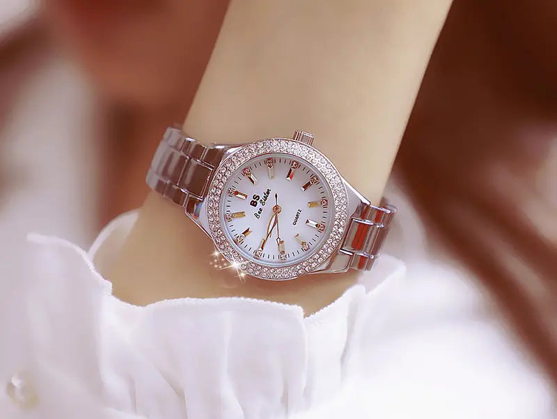 Montre Women Wrist Watches For Ladies Dress Gold Watch Crystal Diamond Women Watches Stainless Steel Silver Clock