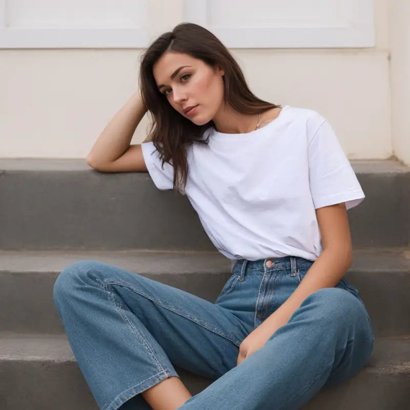 Cotton Short Sleeve Tops 220 Grams Heavy T-shirt Y2k Casual Comfortable Tee Shirt Black & White O-neck Woman Clothing