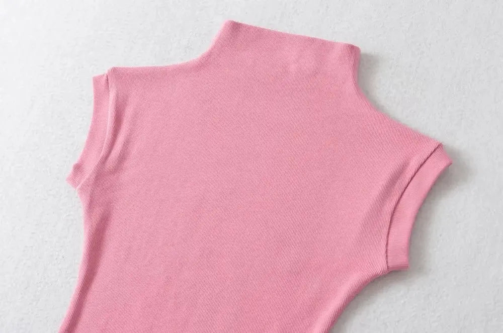 Women Summer Sexy Turtleneck Sleeveless T-Shirts Tops Solid Slim Fit Pullovers Causal Tees Shirts Female Streetwear