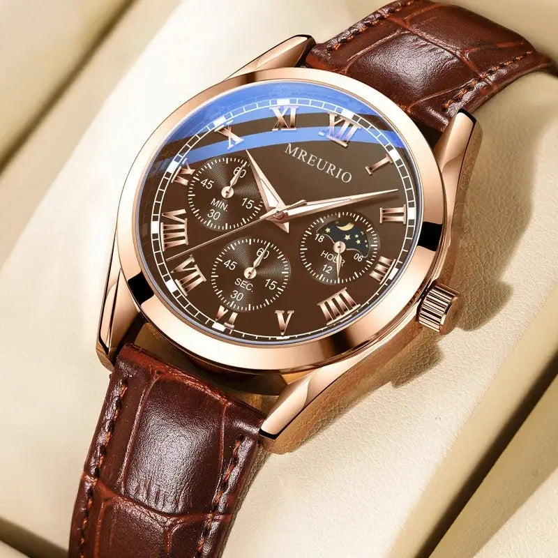 Montre New Brand Men’s Quartz Watch Leather Strap Luxury Watch Reloj Hombre Fashion Business Wristwatches Часы Мужские