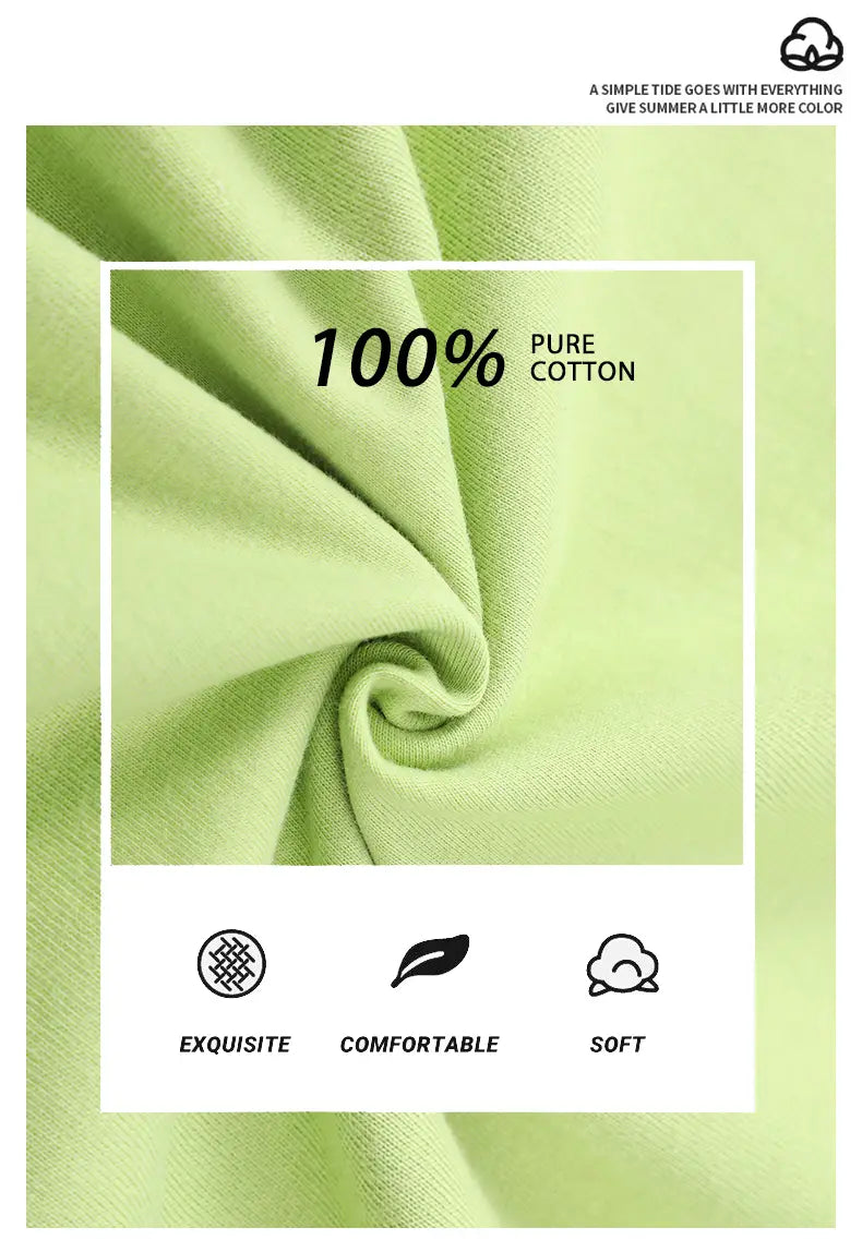 100% Cotton Solid Color T-Shirts Men Woman Short Sleeve Fashion Brand Trend Casual Soft Clothing Tees Breathable Summer