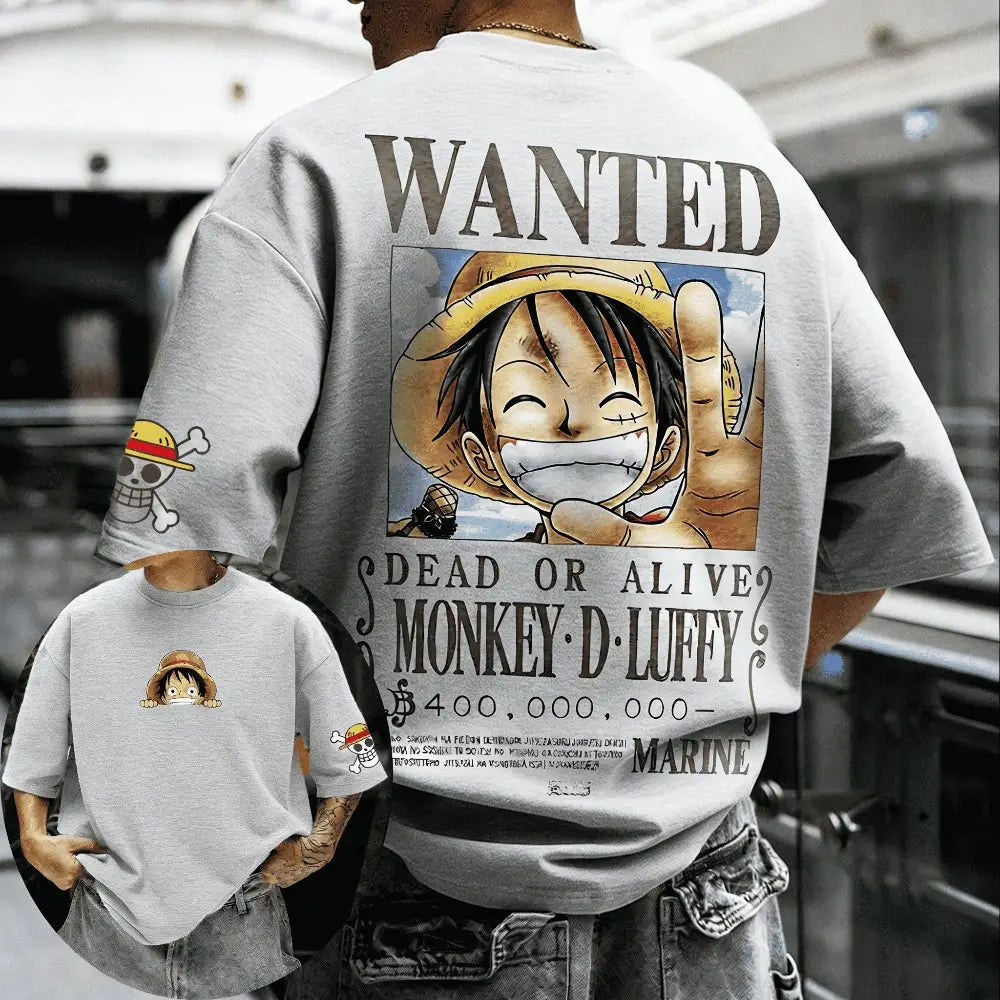 Unisex Cotton T-shirt ONE PIECE Monkey D. Luffy 2026 Summer New Product Anime Printed Oversized Loose Parent Child