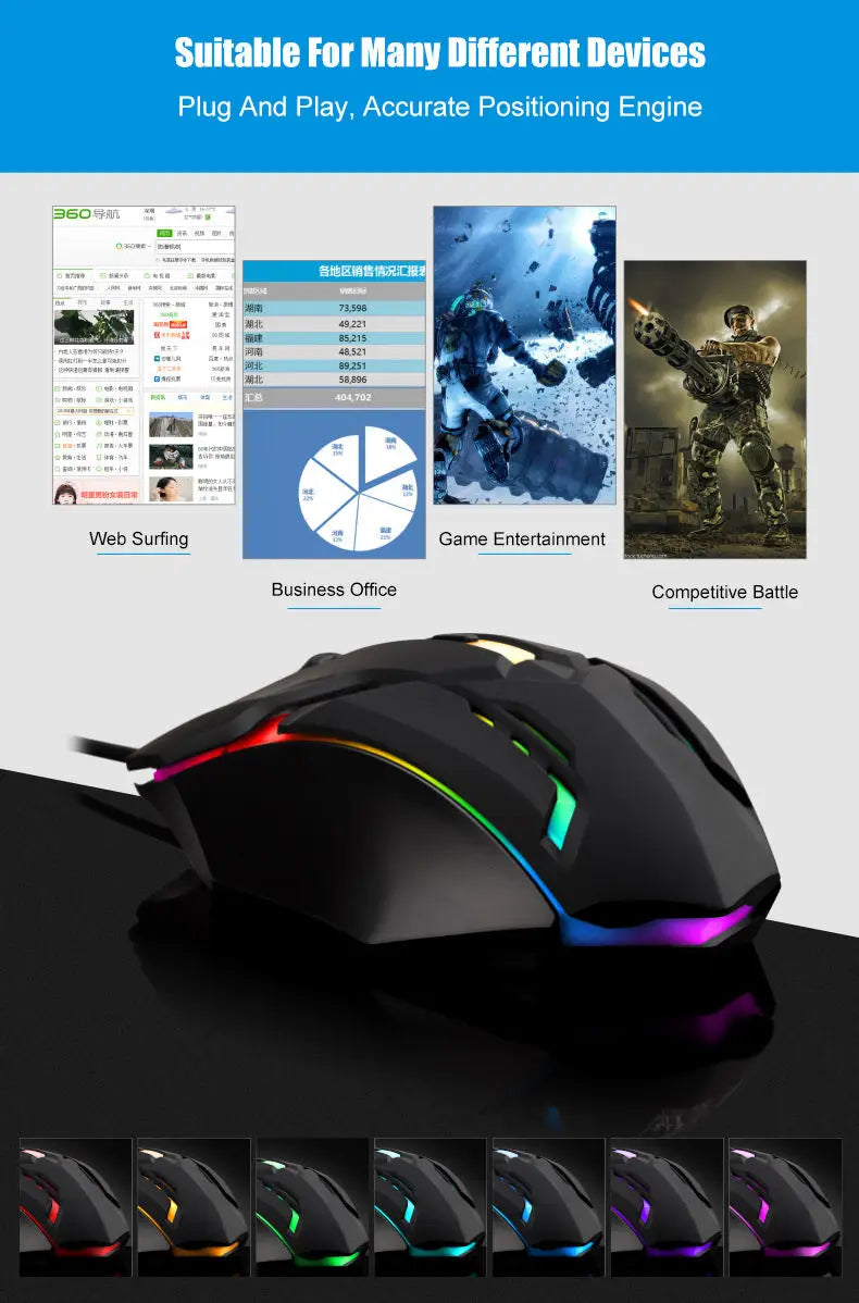 20251 PC ITLY M01 Sports LED Luminous Backlit USB Wired Gaming Mouse for Desktop PC Laptop Office Computer Gaming Mouse