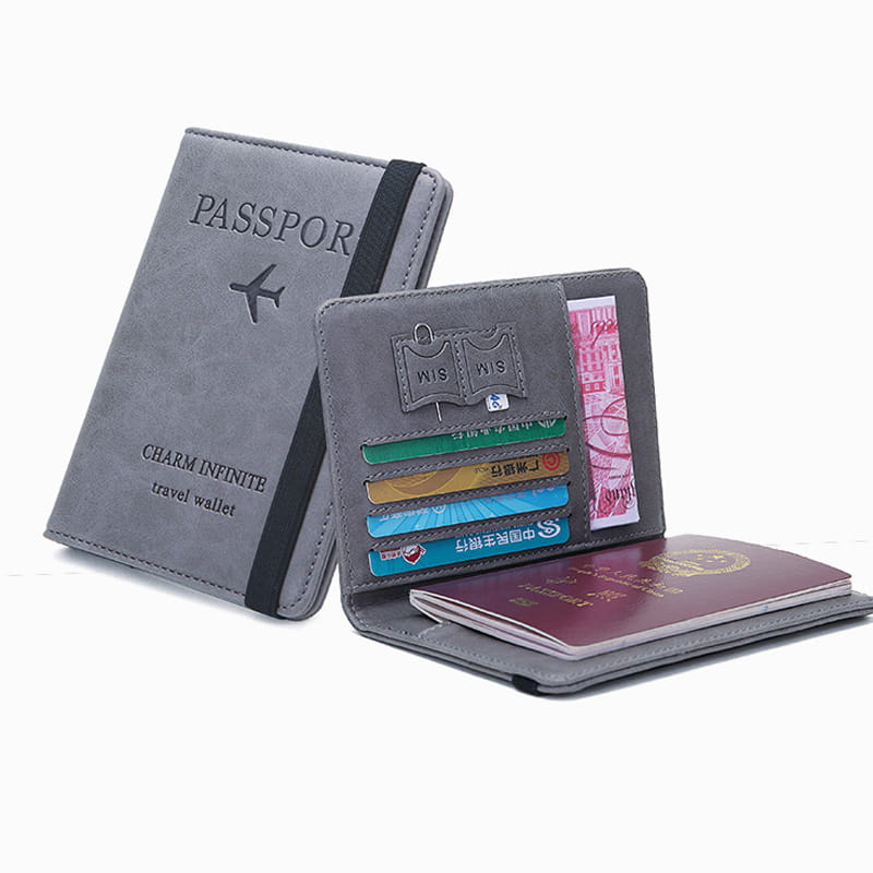 Unisex PU Leather Passport Holder - RFID Blocking Travel Wallet for Credit/ID Cards & Tickets (Men & Women)