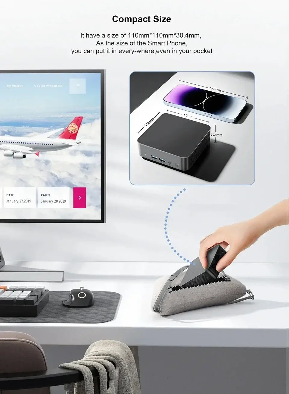 LENO Mini PC Gamer Portable Computer Intel Core i9-10980HK 32GB RAM 2TB SSD FHD Bluetooth WiFi6 Windows 11 Gaming