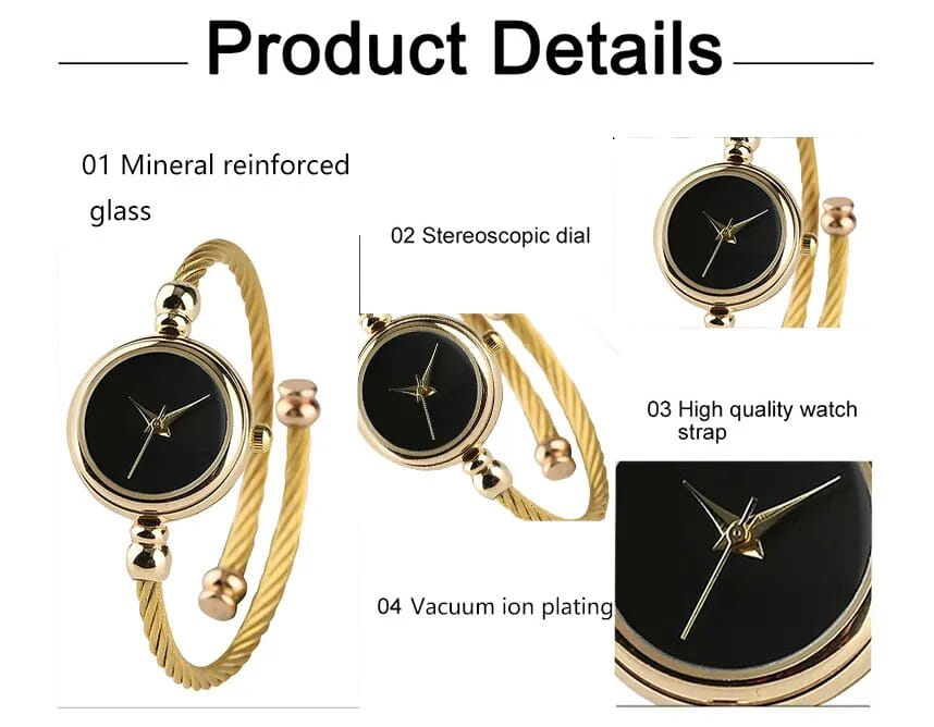 Montre 2PCS Fashion Luxury Women’s Watch Gold Fine Strap Ladies Watch For Bracelet Montre Femme Female Wrist Watch
