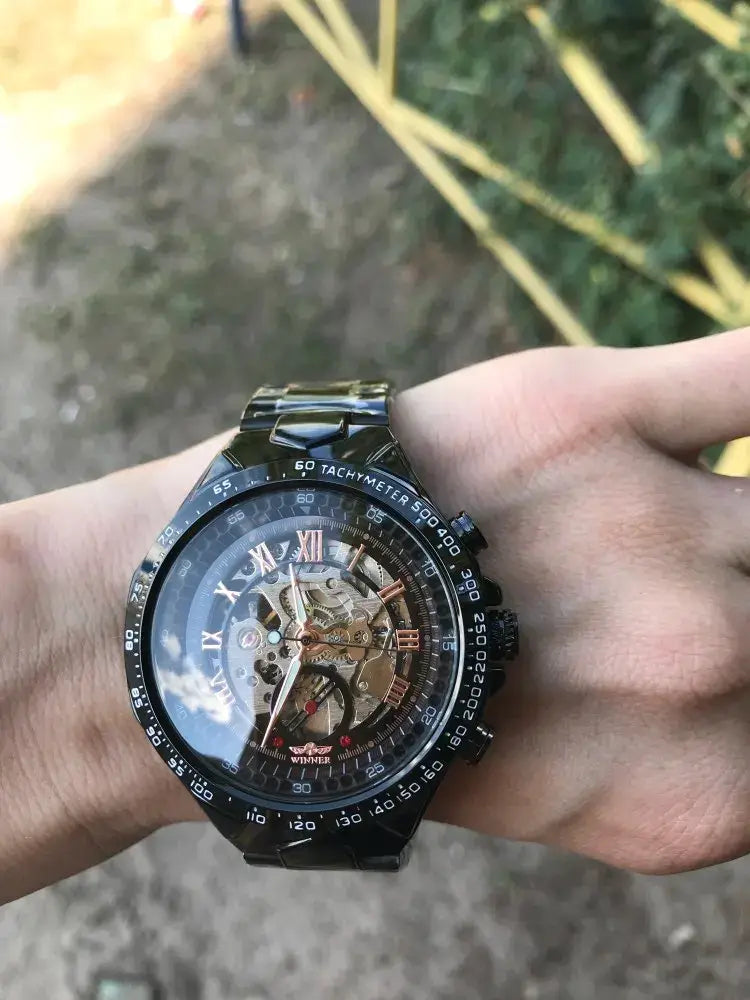 Montre Winner Mechanical Sport Design Bezel Golden Watch Mens Watches Top Brand Luxury Montre Homme Clock Men Automatic