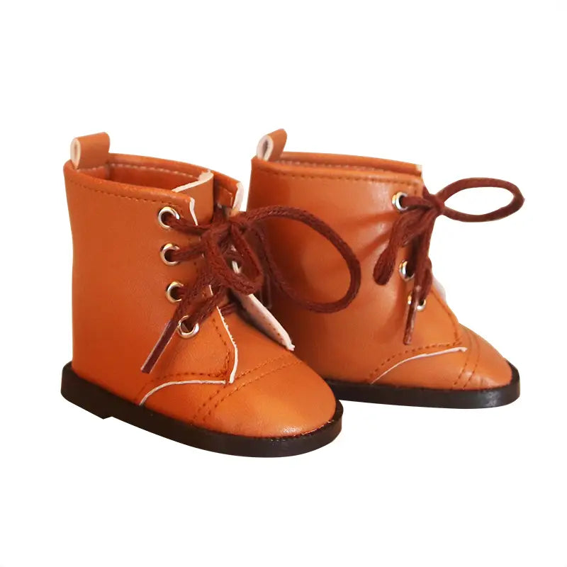 Beautiful Shoe’s 7 Cm Lace-up Leather Horse Riding Boots Fashion Doll Shoes For 18 inch American And 43Cm Baby New Born