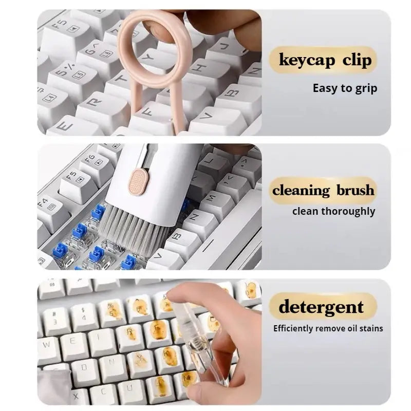 7-in-1 Computer Keyboard Cleaner Brush Kit Earphone Cleaning Pen For Headset Keyboard Cleaning Tools Cleaner Keycap