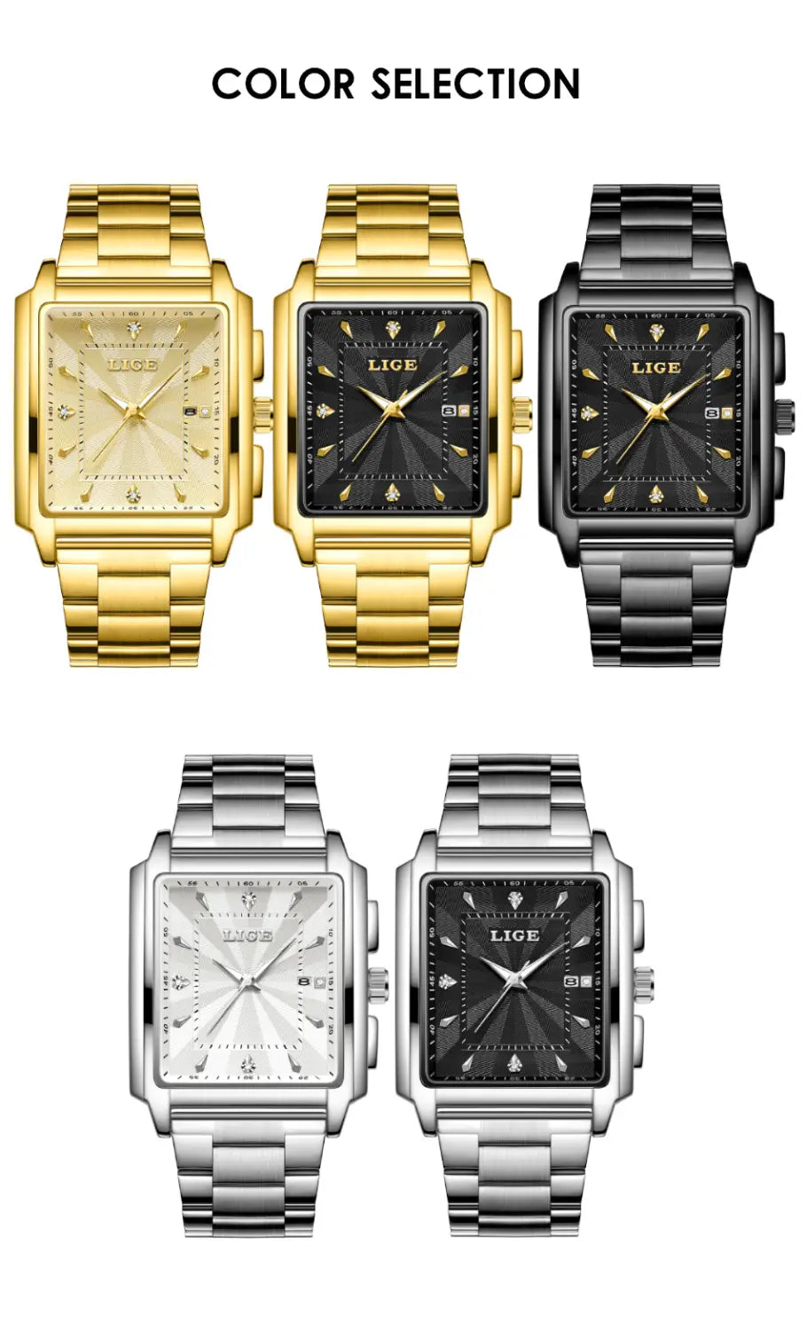 Montre LIGE Luxury Waterproof Quartz Watch for Women Date Display