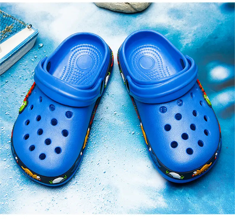 Beautiful Shoe’s Children Shoes Baby Boys Slippers Cartoon Excavator Print Clogs Summer Breathable Soft Indoor Sports