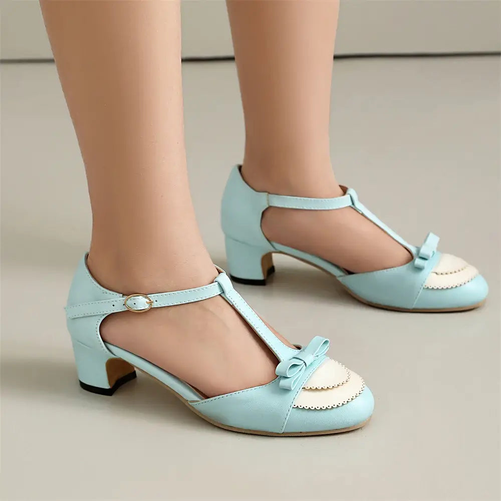 Beautiful Shoe’s Women Pumps High Heels Mary Jane Shoes Bow Shoes Thick High Heel Casual Ladies Pumps Pink Chaussures