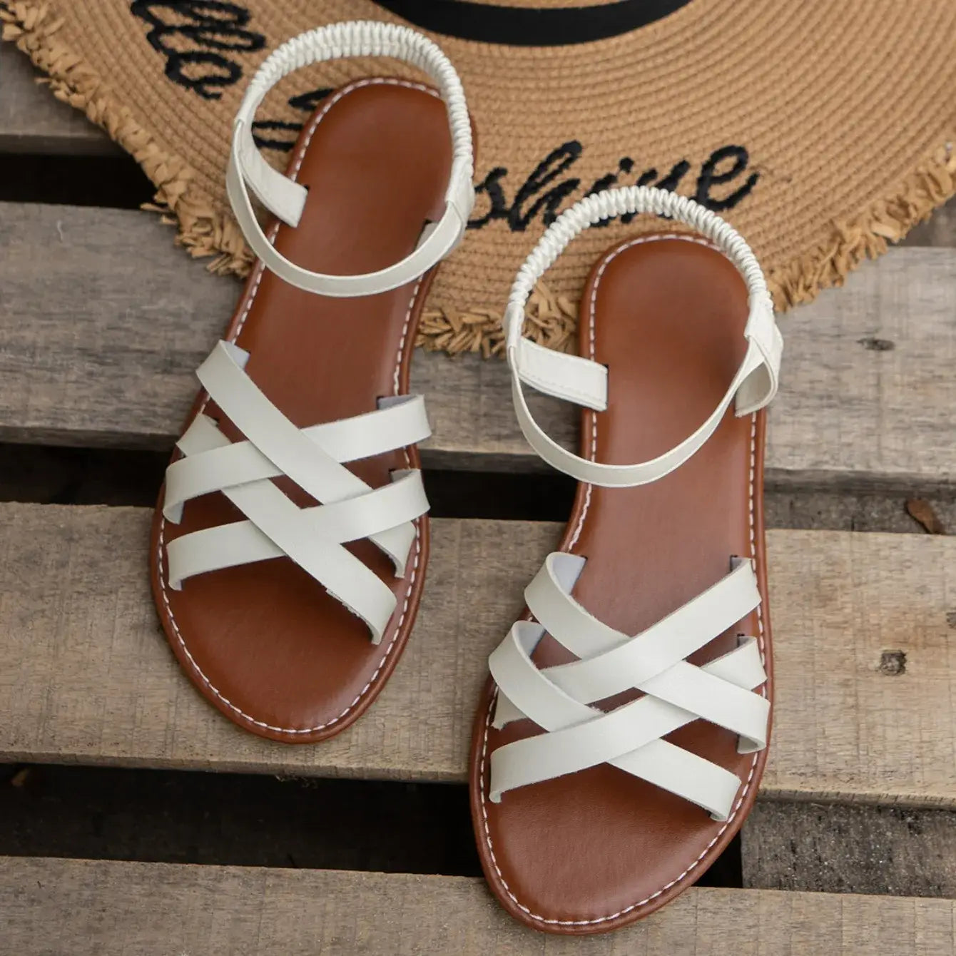 Beautiful Shoe’s Shoes for Women 2025 Summer New Women Flat Sandals Bottom Roman Strap Sandals with Non Slip Rubber
