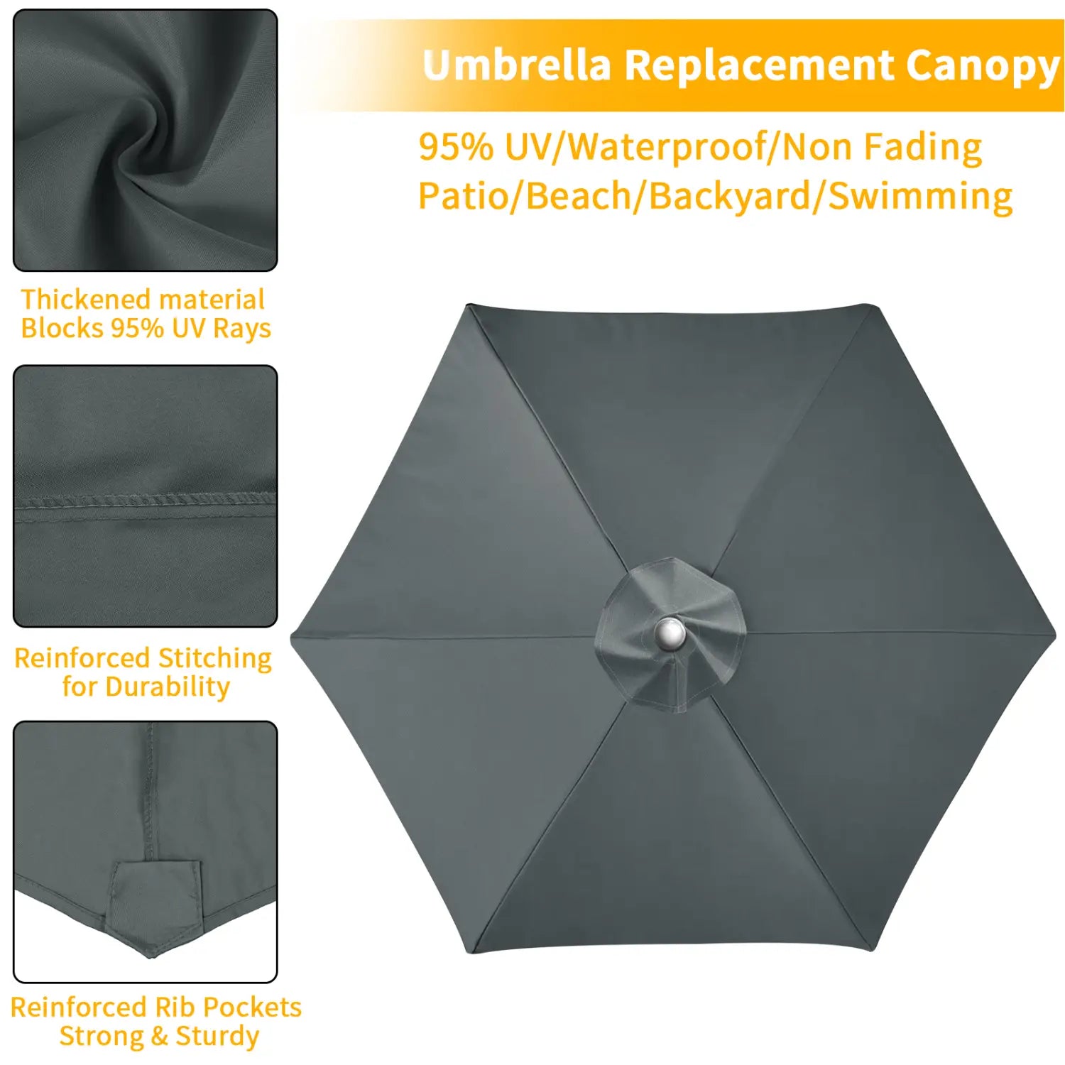Replacement Parasol Canopy Universal Umbrella Replacement Cloth Garden Parasol Sunshade Cover for Garden Patio Yard