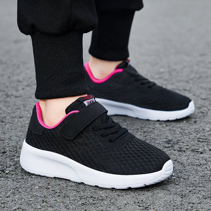Beautiful Shoe’s Boys’ Breathable Running Shoes Lightweight Girls’ Sports Shoes Seasonal Outdoor Children’s Black Mesh
