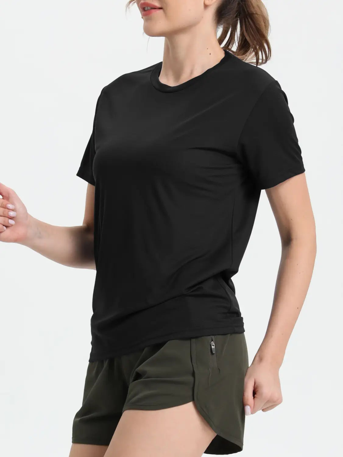 Women’s Solid Color Ultralight Quick Dry Sport T-Shirt,Breathable Lightweight,Running Gym Compression Shirt