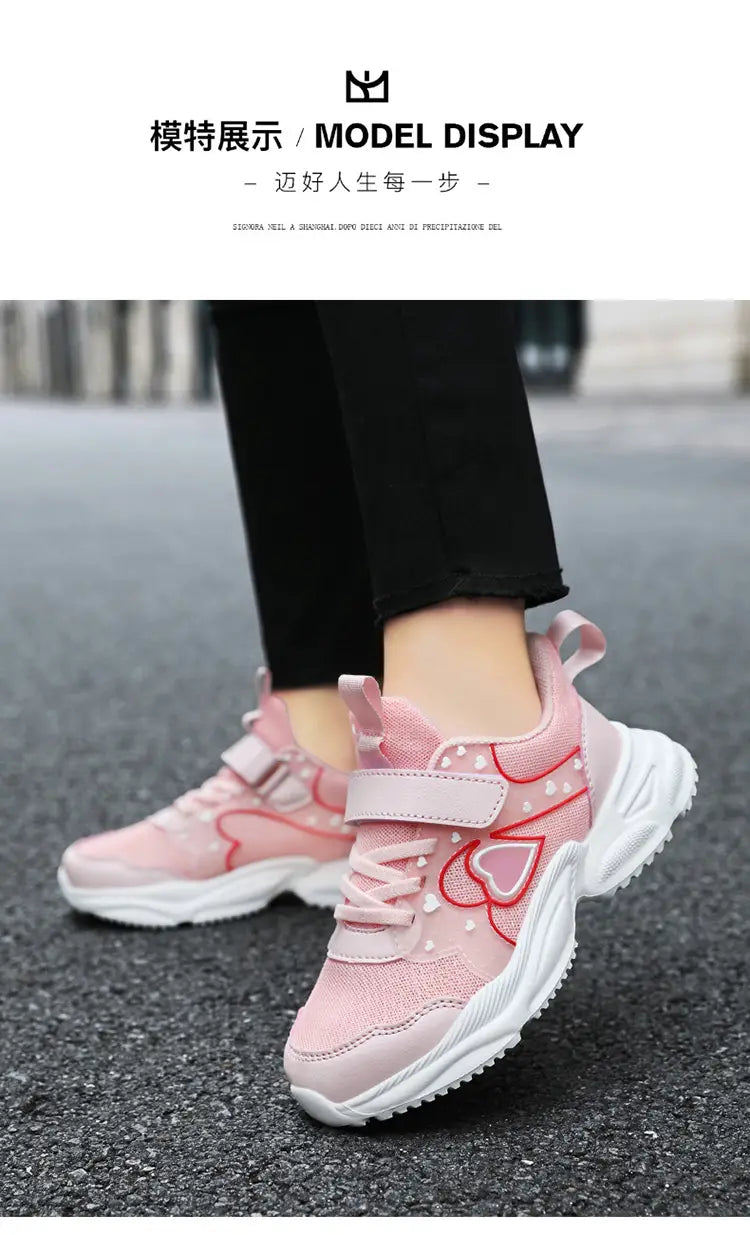 Beautiful Shoe’s Girls Sport Shoes Waterproof Running Shoes Kids Sneakers Tenis Infantil Pink Breathable Antislip