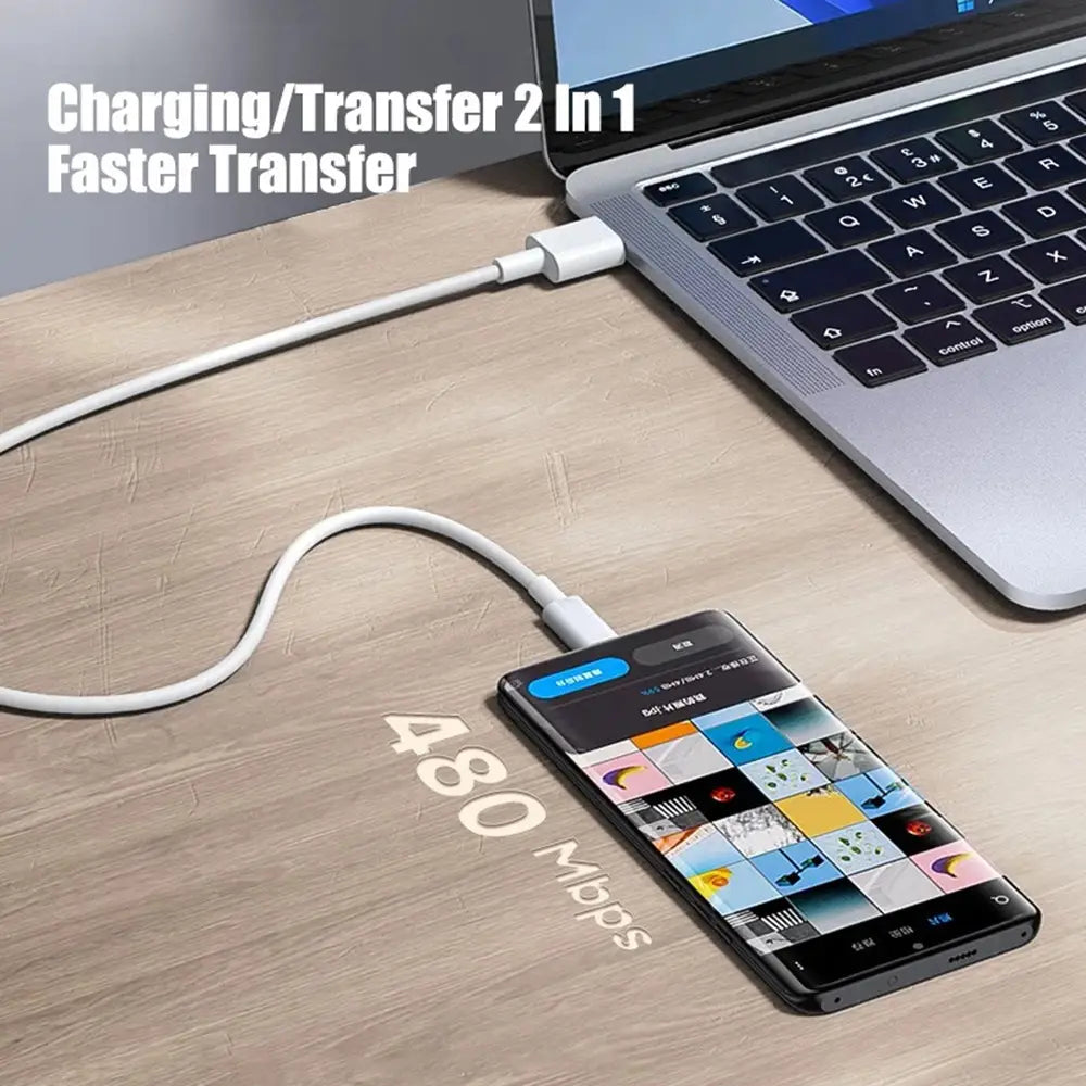 PD 60W USB C to USB Type C Cable Fast Charge Data Cable For Iphone 15 15Pro Huawei Samsung Xiaomi Data Line Black White