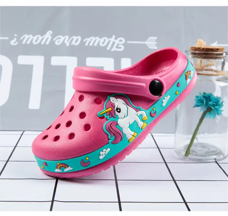 Beautiful Shoe’s Children Shoes Baby Boys Slippers Cartoon Excavator Print Clogs Summer Breathable Soft Indoor Sports