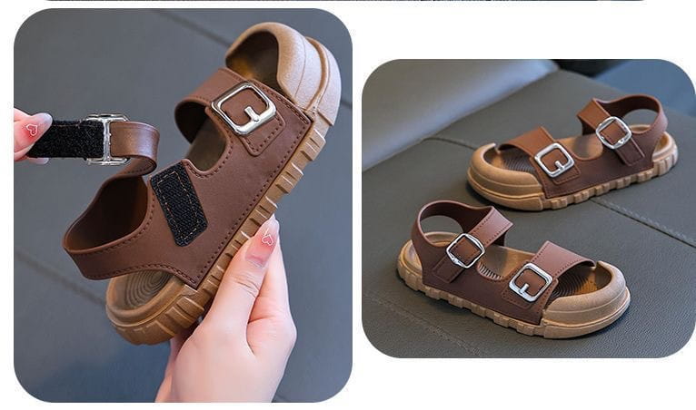 Beautiful Shoe’s Summer Kids Sandals Casual Soft Sole Anti-Slip Sandals for Boys Girls Solid Color Durable Toddler