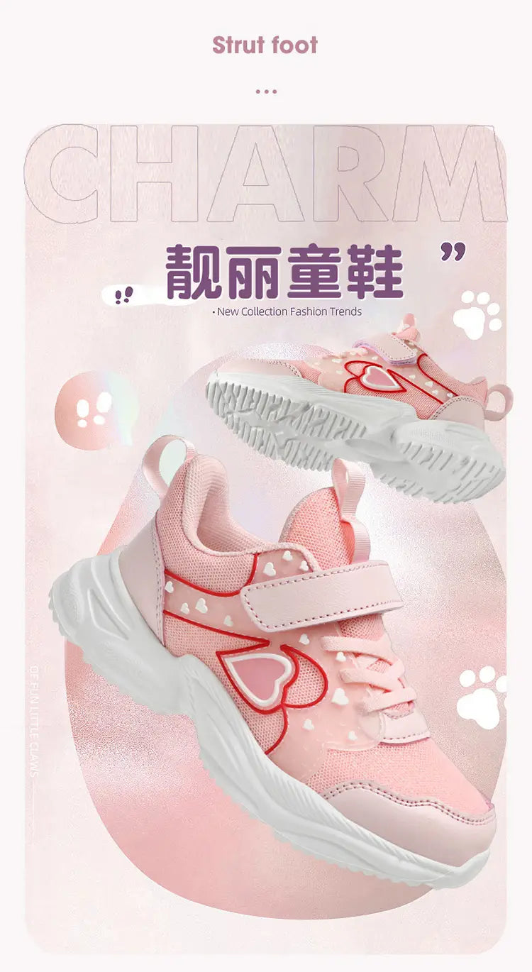 Beautiful Shoe’s Girls Sport Shoes Waterproof Running Shoes Kids Sneakers Tenis Infantil Pink Breathable Antislip