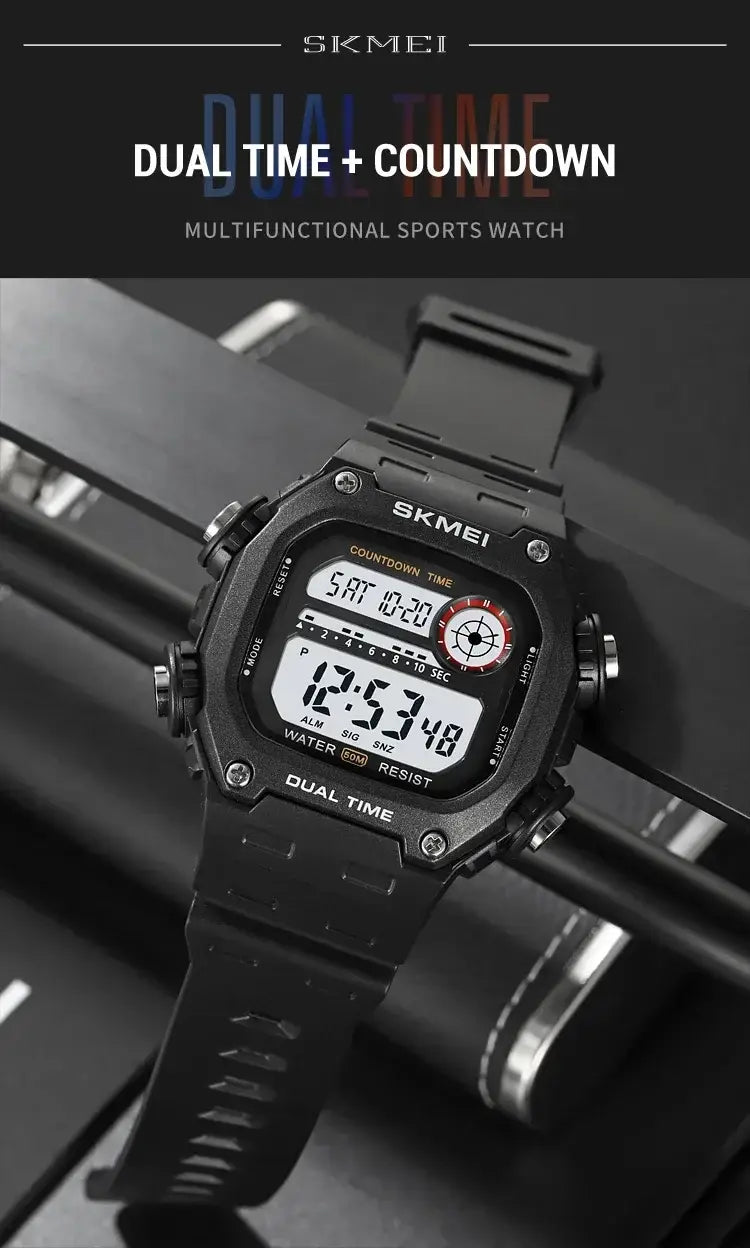 SKMEI 2126 Digital Sports Watch 50m Waterproof Countdown Alarm