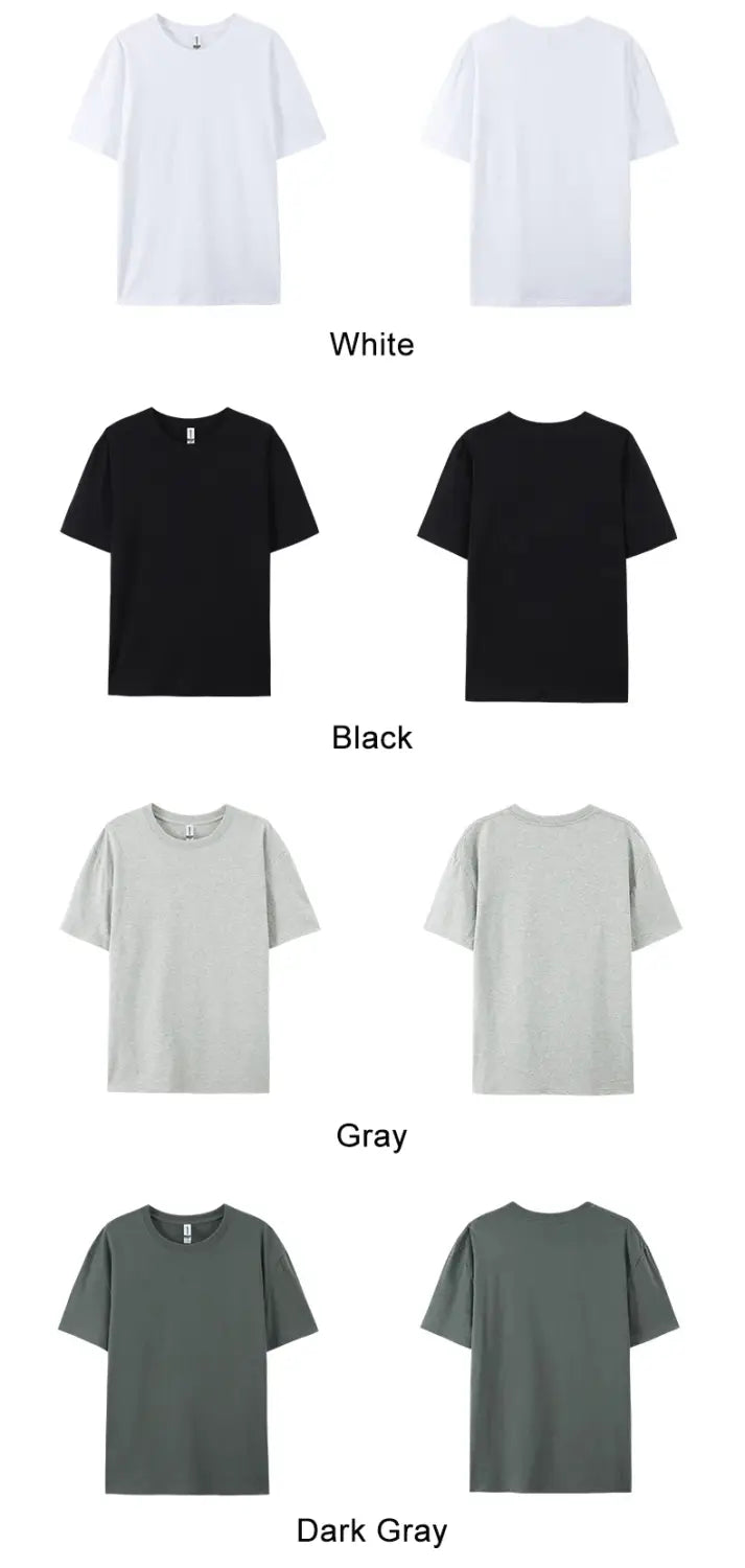 100% Cotton Solid Color T-Shirts Men Woman Short Sleeve Fashion Brand Trend Casual Soft Clothing Tees Breathable Summer