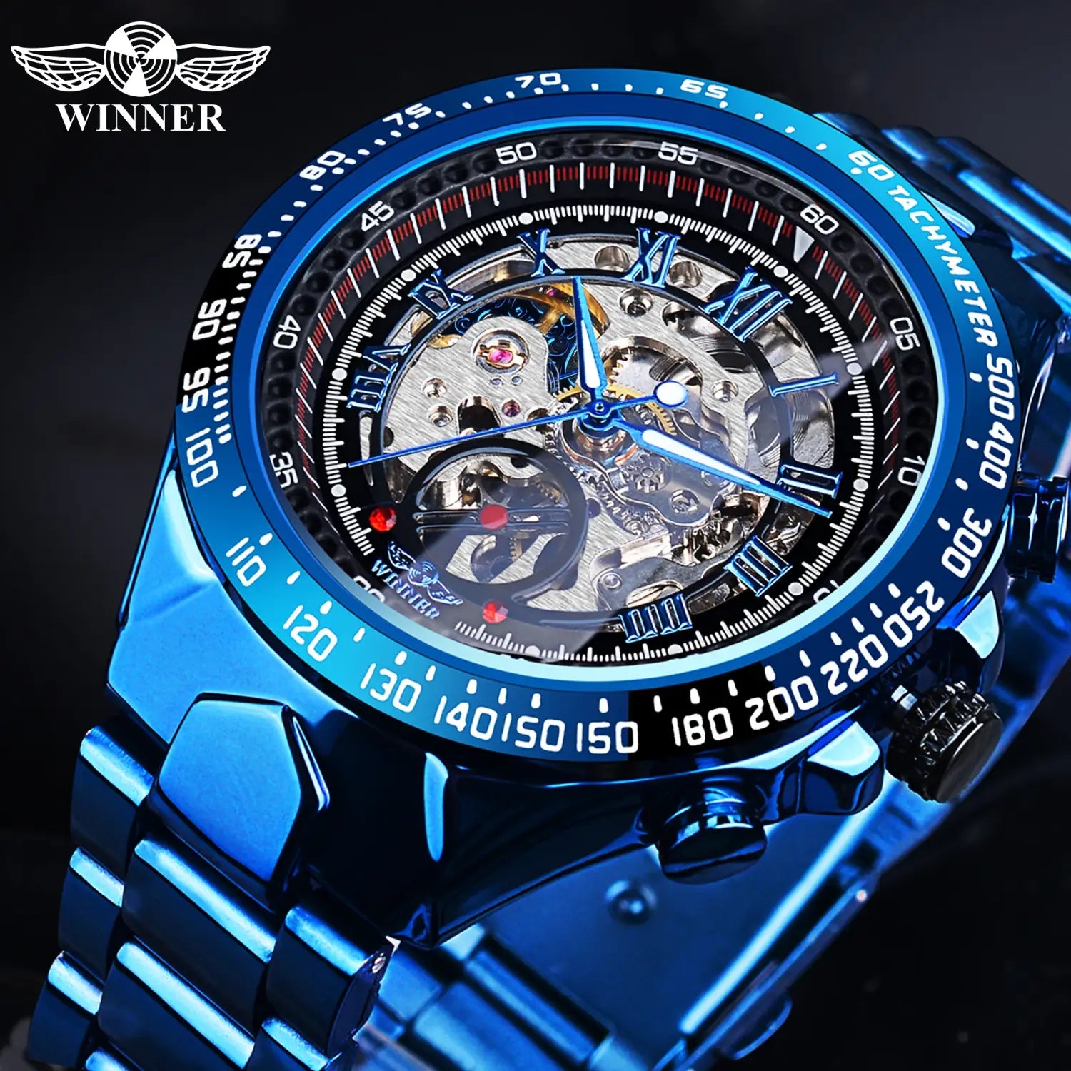 Montre Winner Mechanical Sport Design Bezel Golden Watch Mens Watches Top Brand Luxury Montre Homme Clock Men Automatic