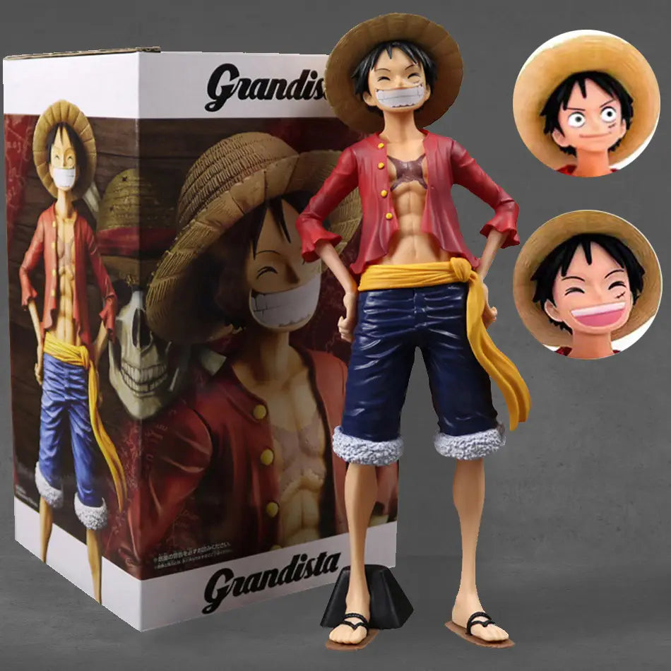 28cm One Piece Anime Figure Confident Smiley Luffy Three Form Face Changing Action Figurine Doll PVC Model Toys