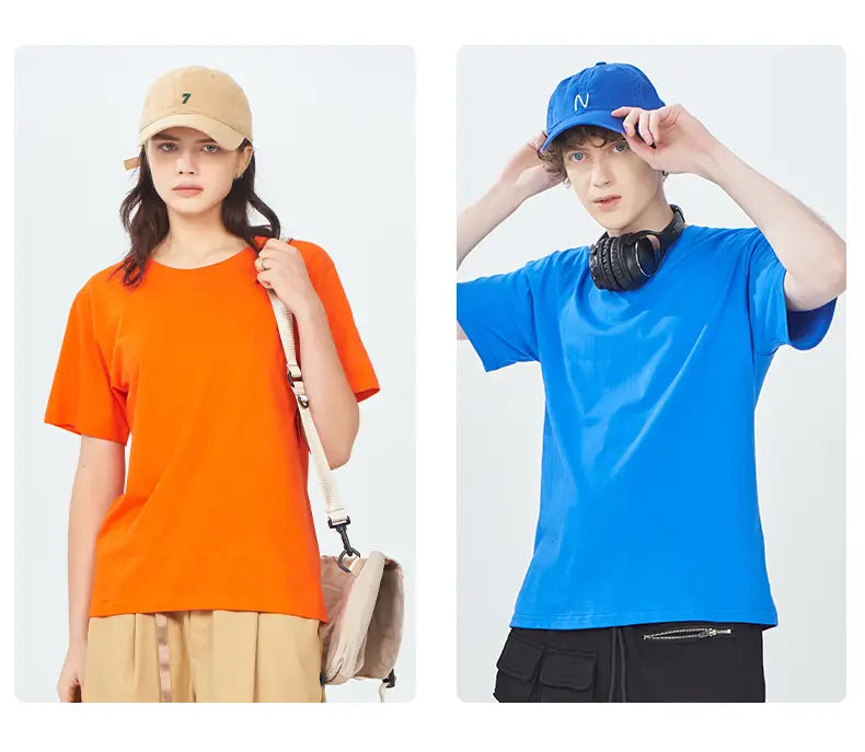 100% Cotton Solid Color T-Shirts Men Woman Short Sleeve Fashion Brand Trend Casual Soft Clothing Tees Breathable Summer
