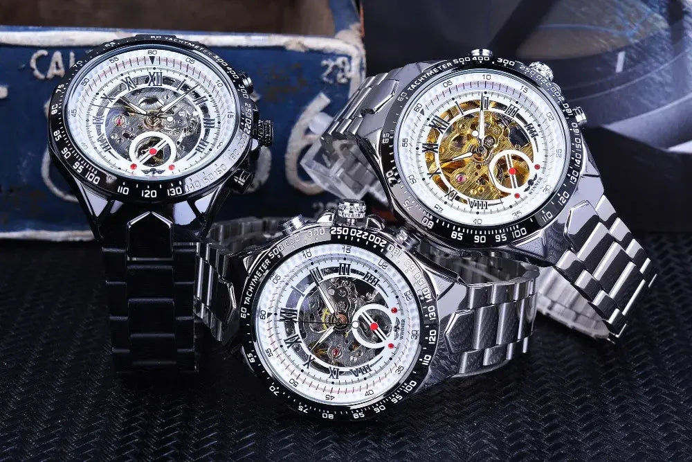 Montre Winner Mechanical Sport Design Bezel Golden Watch Mens Watches Top Brand Luxury Montre Homme Clock Men Automatic