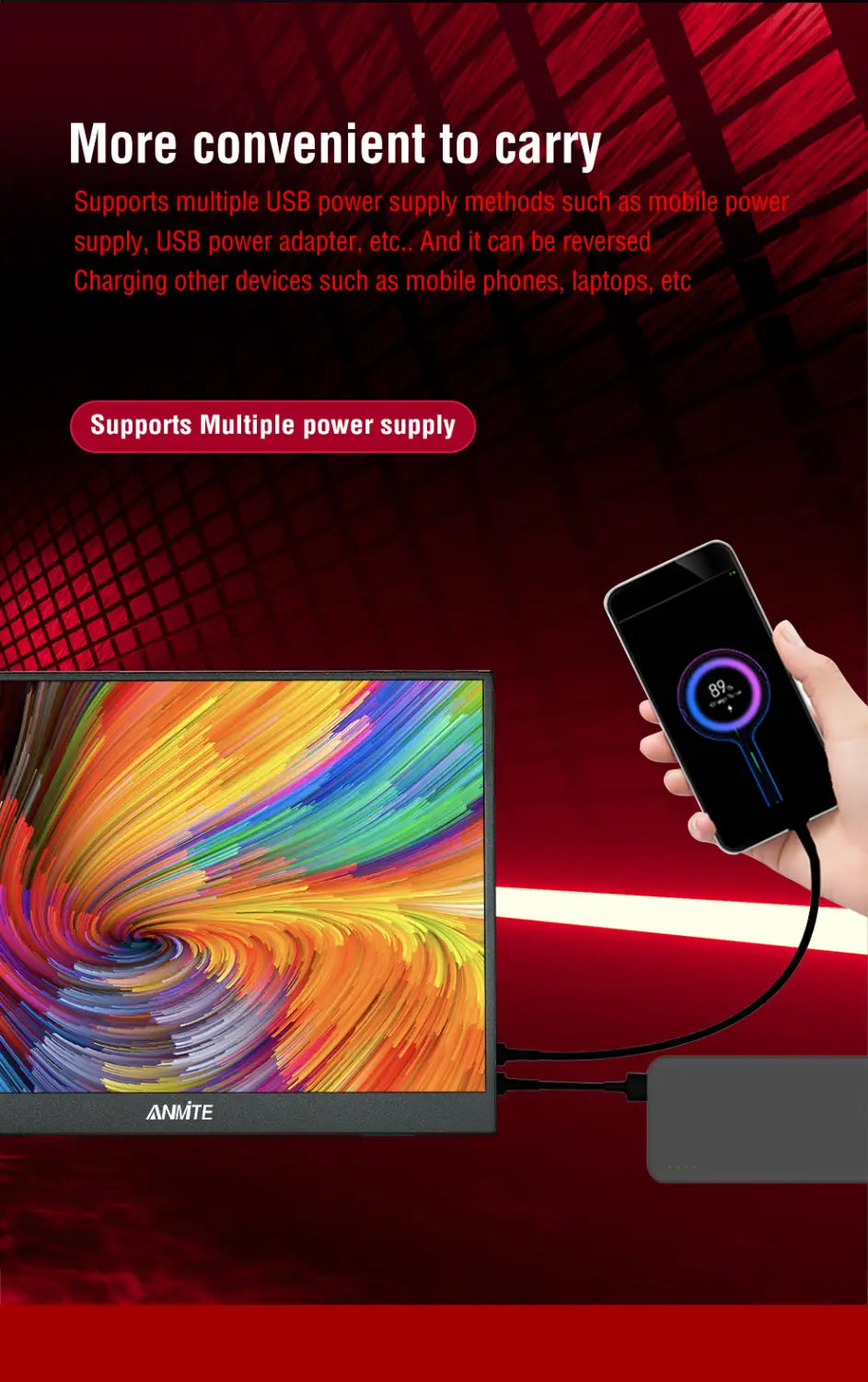 14 Inch Portable Touch Monitor Non-touch optional 16:10 400cd/m2 Gaming Computer Expand Display For XBox PS4/5 Switch