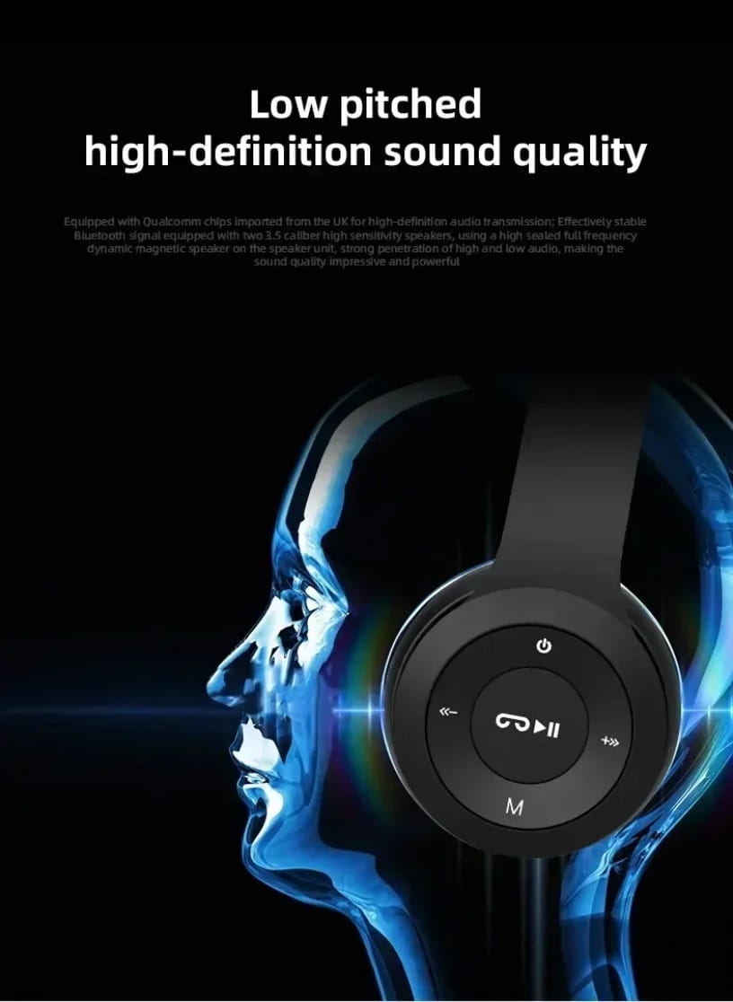 Multifunctional Portable Foldable Headmounted Wireless Bluetooth 5.0 Headset For Bluetooth connection TF Card Wired